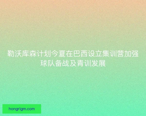 勒沃库森计划今夏在巴西设立集训营加强球队备战及青训发展